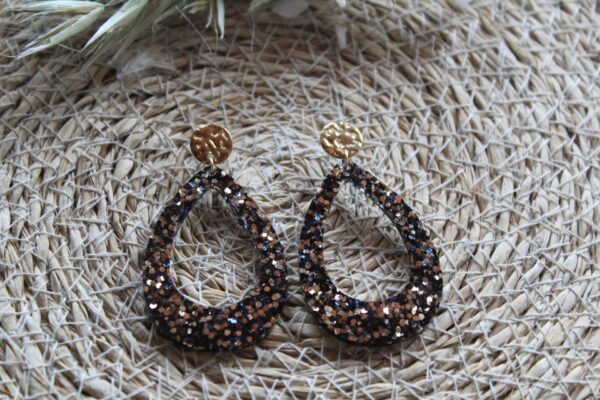 Boucles d'oreilles Julie noire pailletées